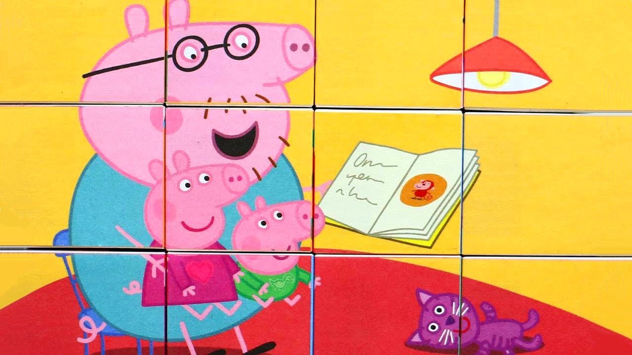 Папа Свин Джордж и Свинка Пеппа читают книгу про обезьянку собираем ...
