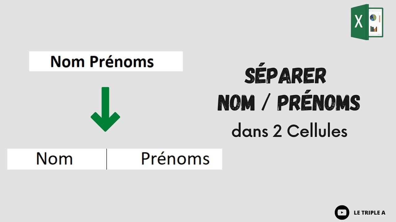 Sparer Nom et Prnom dans 2 cellules sur EXCEL - YouTube
