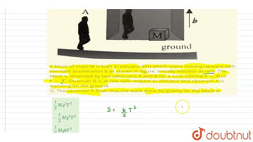 A block of mass M is kept in elevator (lift) which starts moving upward with constant accelerat...