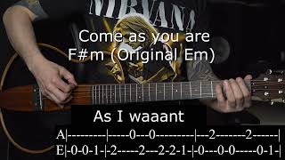 Nirvana | Come as you are | Guitar chords | EADGBE | F#m (orig.Em)