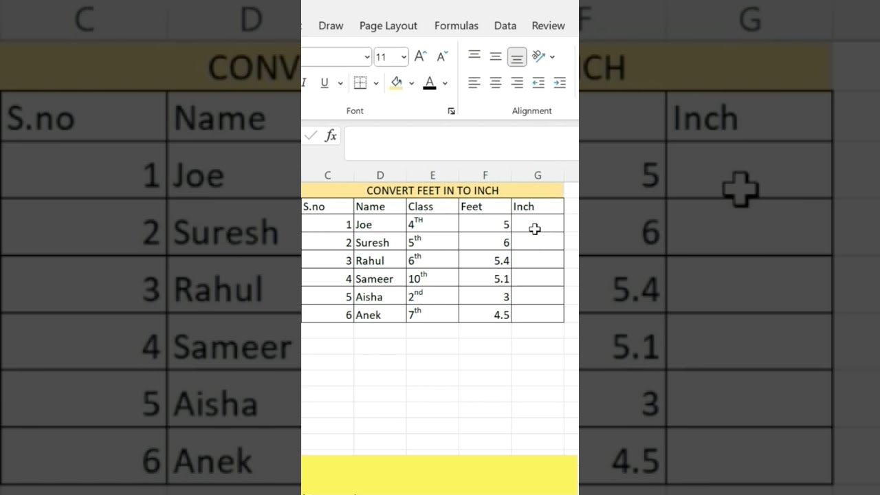 CONVERT FOOT INTO INCHES softwaretutorials excel measurement CONVERT FOOT INTO INCHES softwaretutorials excel measurement