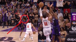 Jalen Brunson blows by Keon Ellis after he looks away
