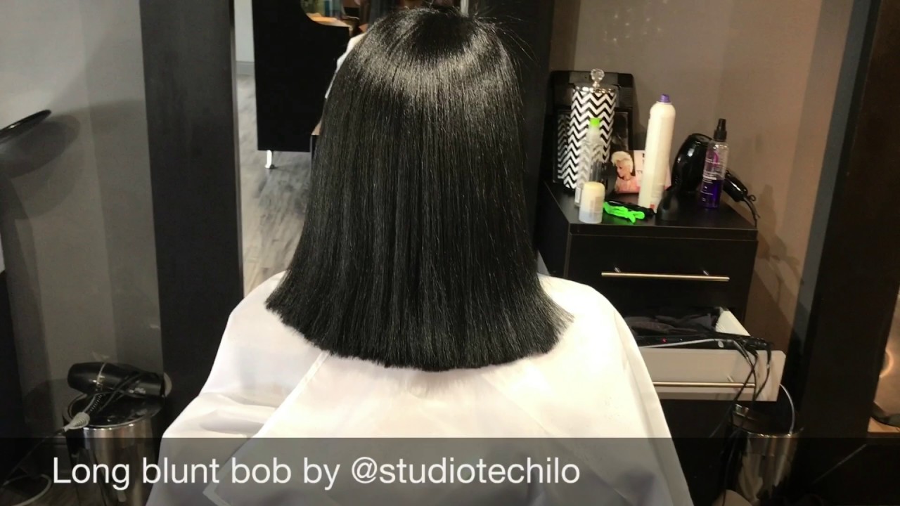 ⁣silk press and long blunt bob cut by @studiotechilo