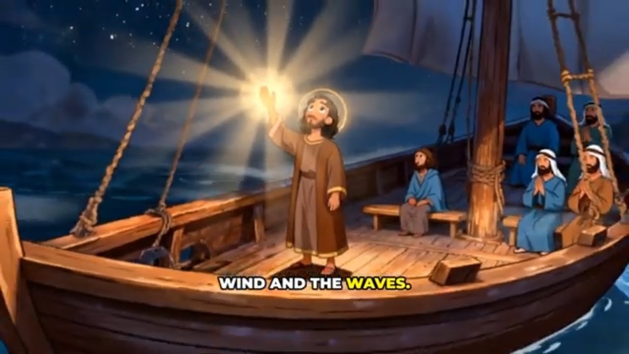 Иисус успокаивает бурю — библейские истории для усыпления малышей — успокаивающая анимация и нежн...