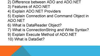 ADO.NET Interview Question.