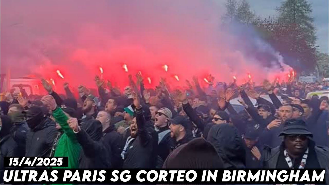 ULTRAS PARIS SG CORTEO IN BIRMINGHAM || Aston villa vs Paris Saint-Germain 15/4/2025
