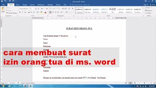 cara membuat surat di Microsoft word  membuat surat izin orang tua di word