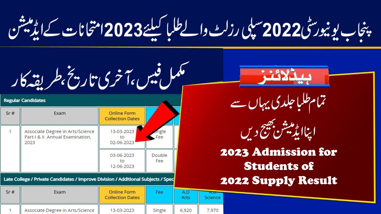 2023 Admission for Students of 2022 Supply Result BA BSc ADA