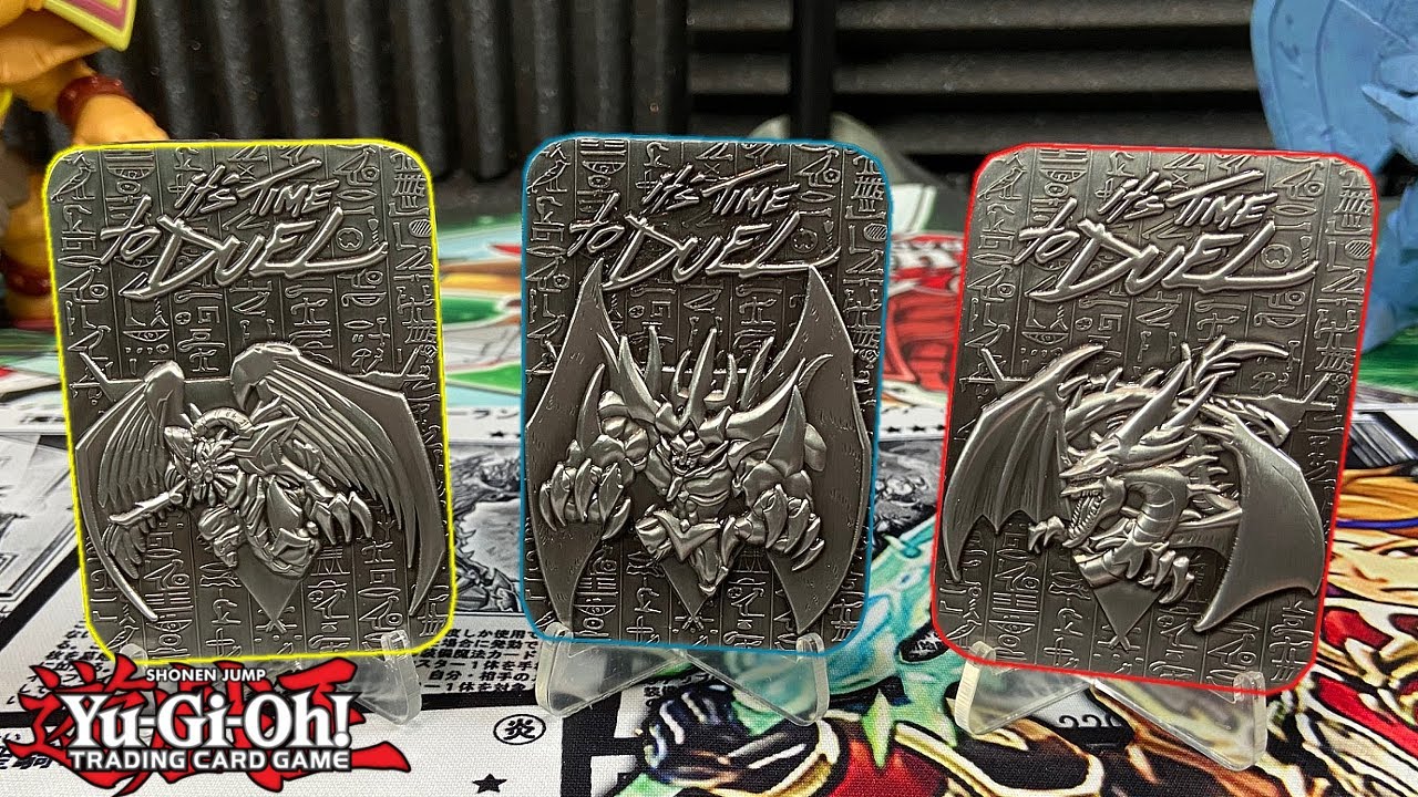 Metal Yu-Gi-Oh! Egyptian God Cards! Ra, Obelisk, & Slifer! Metal Yu-Gi-Oh! Egyptian God Cards! Ra, Obelisk, & Slifer!