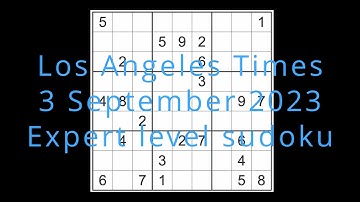 Sudoku solution – Los Angeles Times 3 September 2023 Expert level