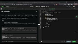 Row with Max 1s | GFG Solution in C++ | Optimal O(n+m) Approach | GeeksforGeeks