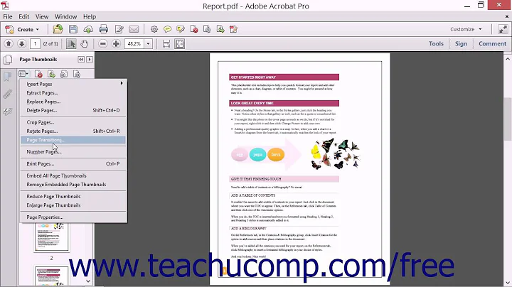 Changing the Page Number Display - Adobe Acrobat XI Training Tutorial Course