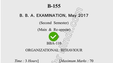 2017 Dcrust BBA 2nd Sem Organization Behavior Question Paper