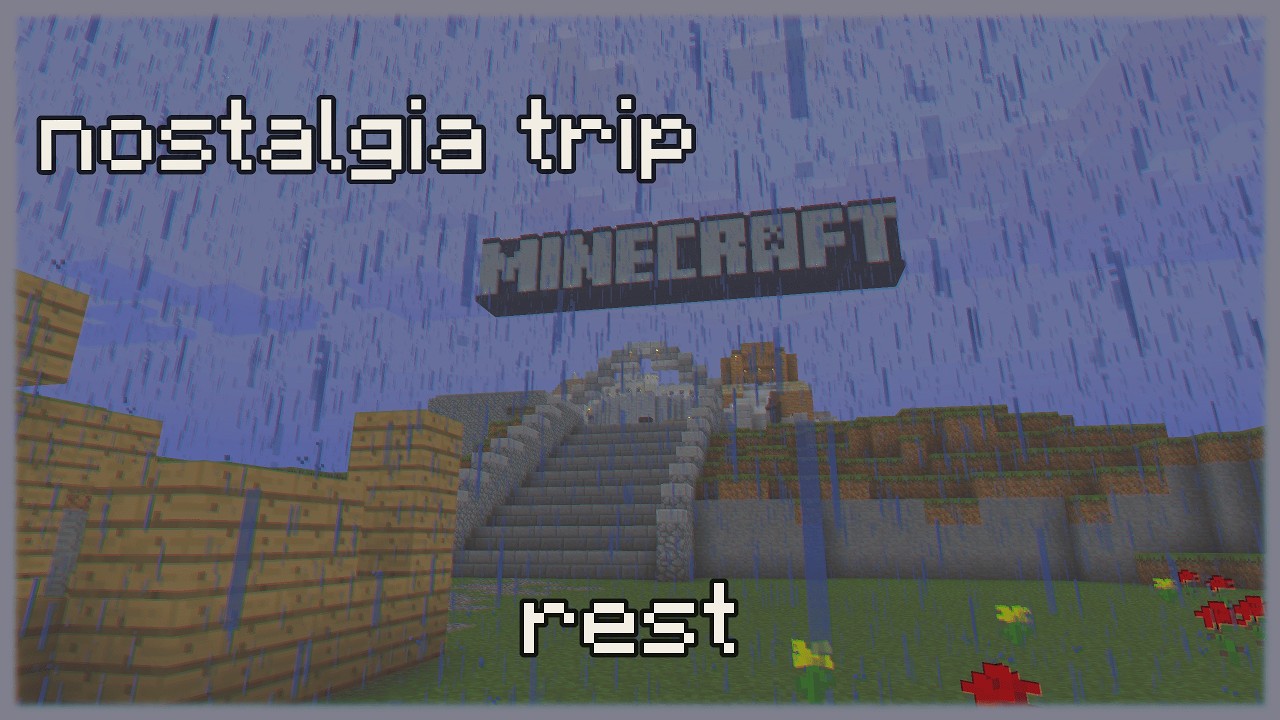 Nostalgic Minecraft Rain & Fireplace | 7 Hours | Relaxing, Studying, Resting
