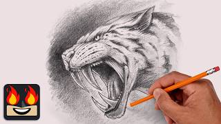 How To Draw a Sabretooth Tiger | LIVE Sketch Replay