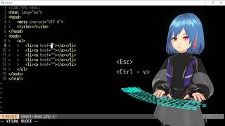 NeoVimでemmetのデモ