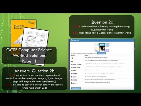 Q2c: GCSE Computer Science Paper 1: RLE and Caesar Ciphers + answers to Q2b