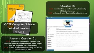 Q2c: GCSE Computer Science Paper 1: RLE and Caesar Ciphers + answers to Q2b