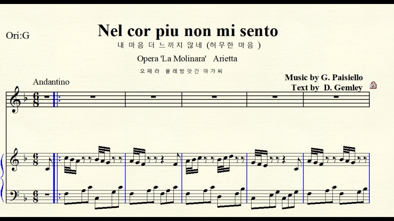 Nel Cor Piu Non Mi Sento übersetzung Deutsch www.youtube.com