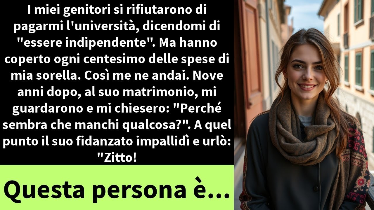 Nove anni dopo che i miei genitori mi dissero che non ero portata per l'università, sono entrata al matrimonio di mia sorella Giulia con un abito che valeva più del loro mutuo. Per loro ero ancora...