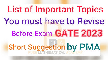 The Most Important Topics for Revision | Gate 2023 Mathematics | Pure Mathematical Academy|Sudip Sir