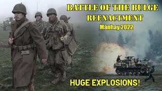 WW2 Battle of the Bulge Reenactment! Germans-VS-U.S. BATTLE With BIG EXPLOSIONS! Manhay 2022 [PART4]