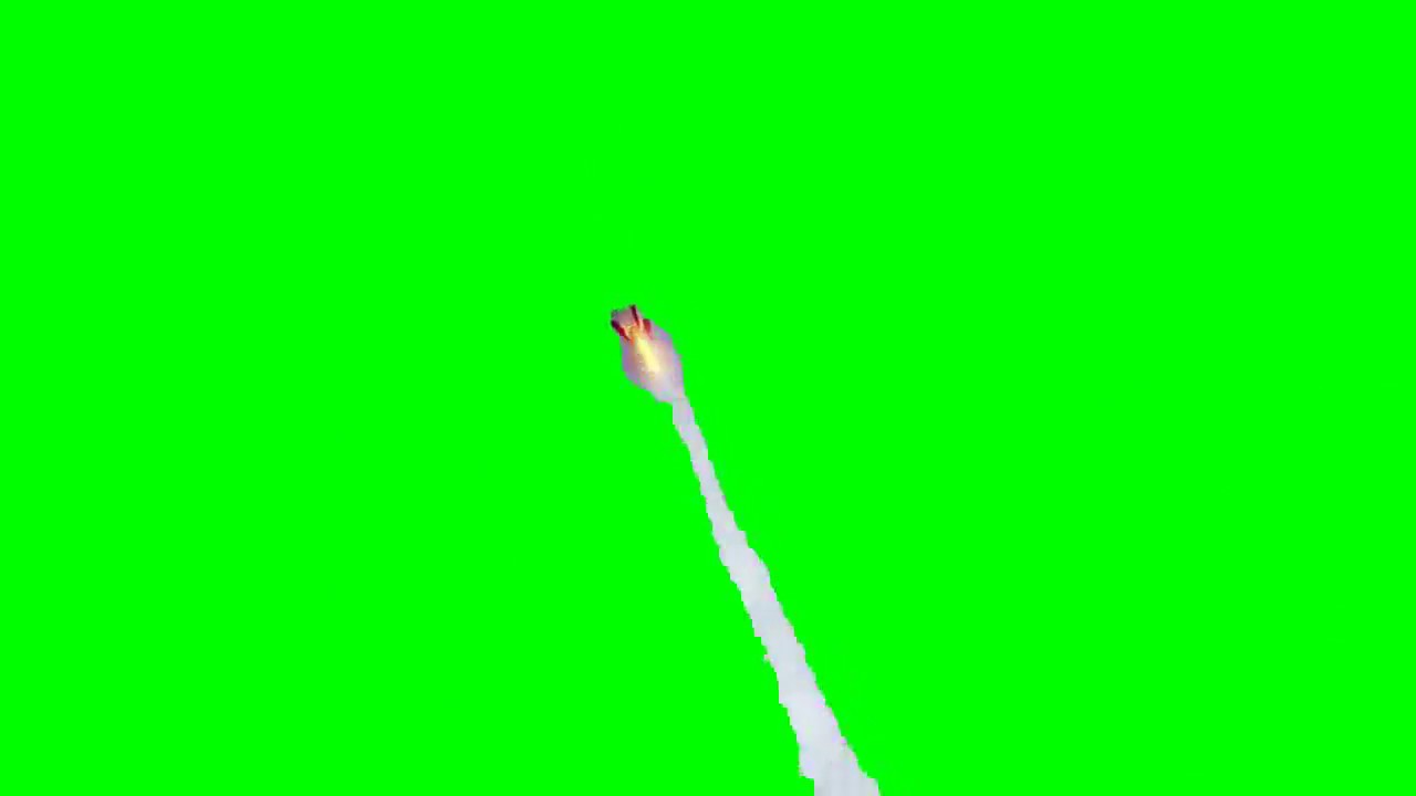 Rocket flying green screen