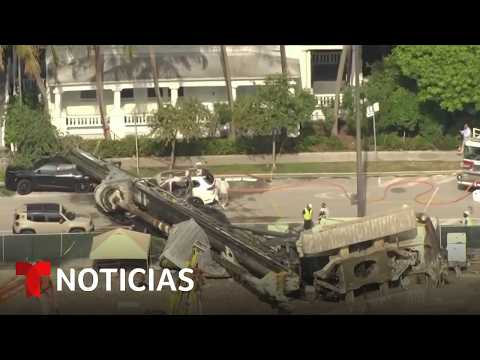 Una mujer escapa de su auto en llamas tras caerle encima una máquina perforadora en Miami
