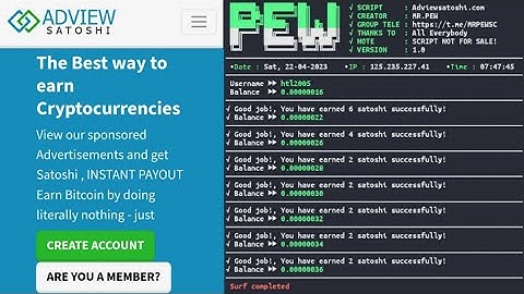 Script Web Adviewsatoshi Auto Surf Earn Satoshi BTC Min Withdraw 1 Satoshi | By MR.PEW