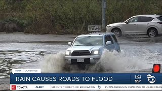 Rain causes roads to flood