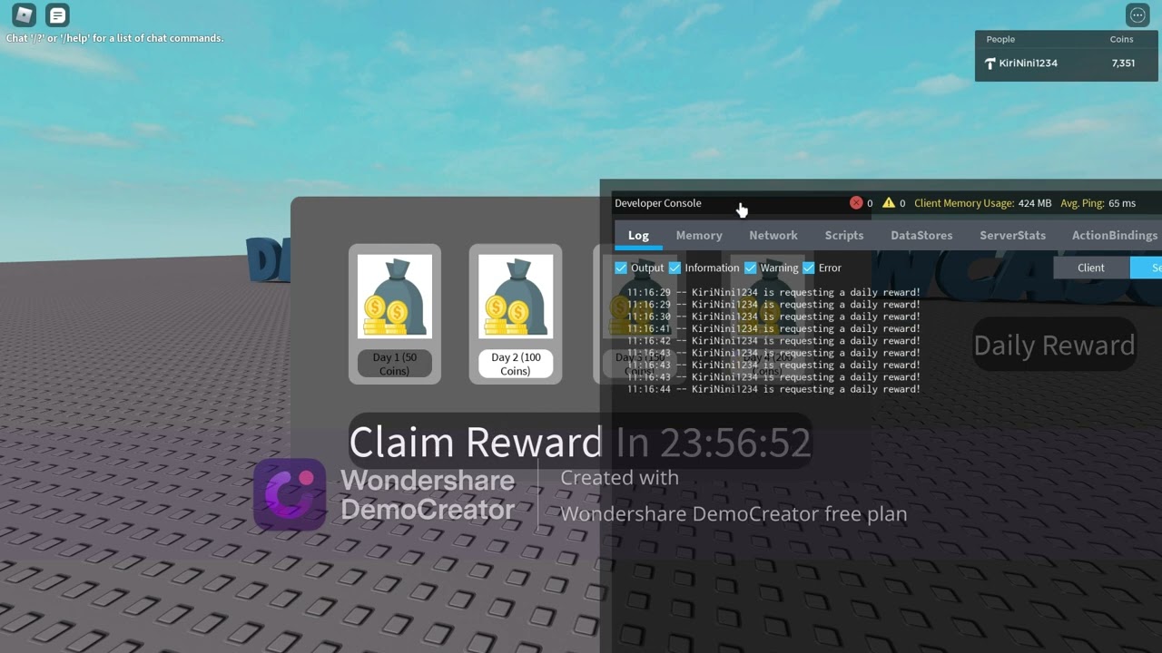 Daily Reward Showcase Scripting Showcase Roblox Studio YouTube 