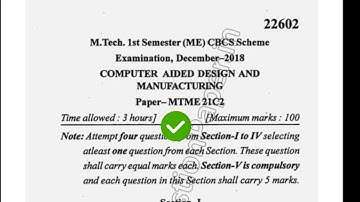 2018 Mdu MTech 1st Sem Computer Aided Design & Manufacturing Question Paper #MduQuestionPaper