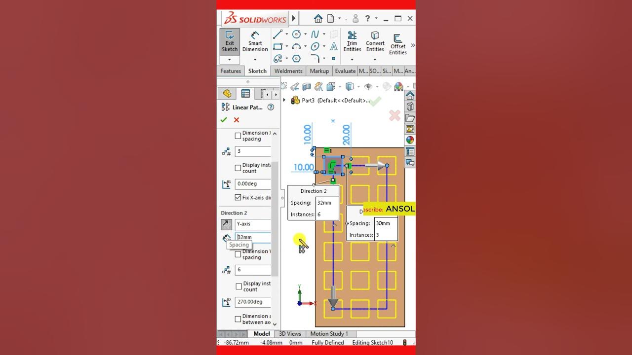 Solidworks Linear Sketch Pattern Along Line