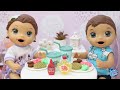 Baby alive gmeos laurinha e felipinho na hora do lanche com massinha playdoh