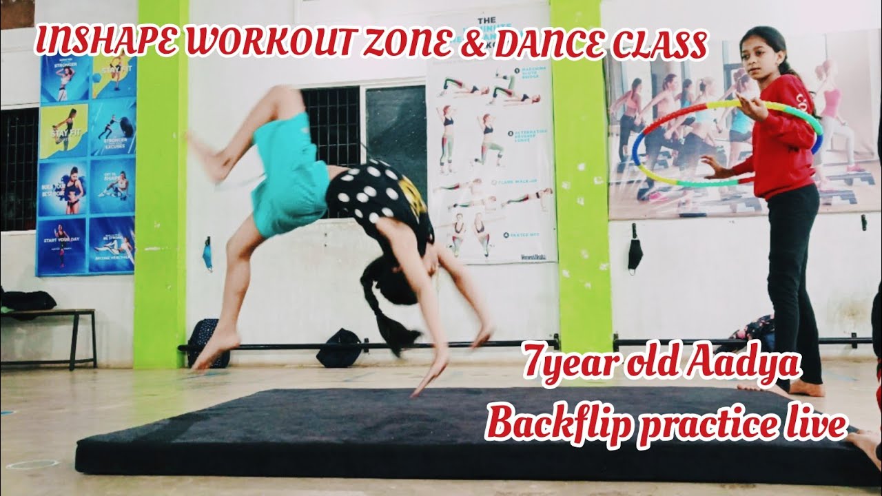 1st time backflip Aadya 7year girl hard work INSHAPE WORKOUT