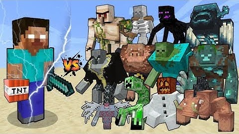 Herobrine vs Mutant Creatures - Herobrine expansion vs Mutant Mobs - Herobrine minecraft mob battle
