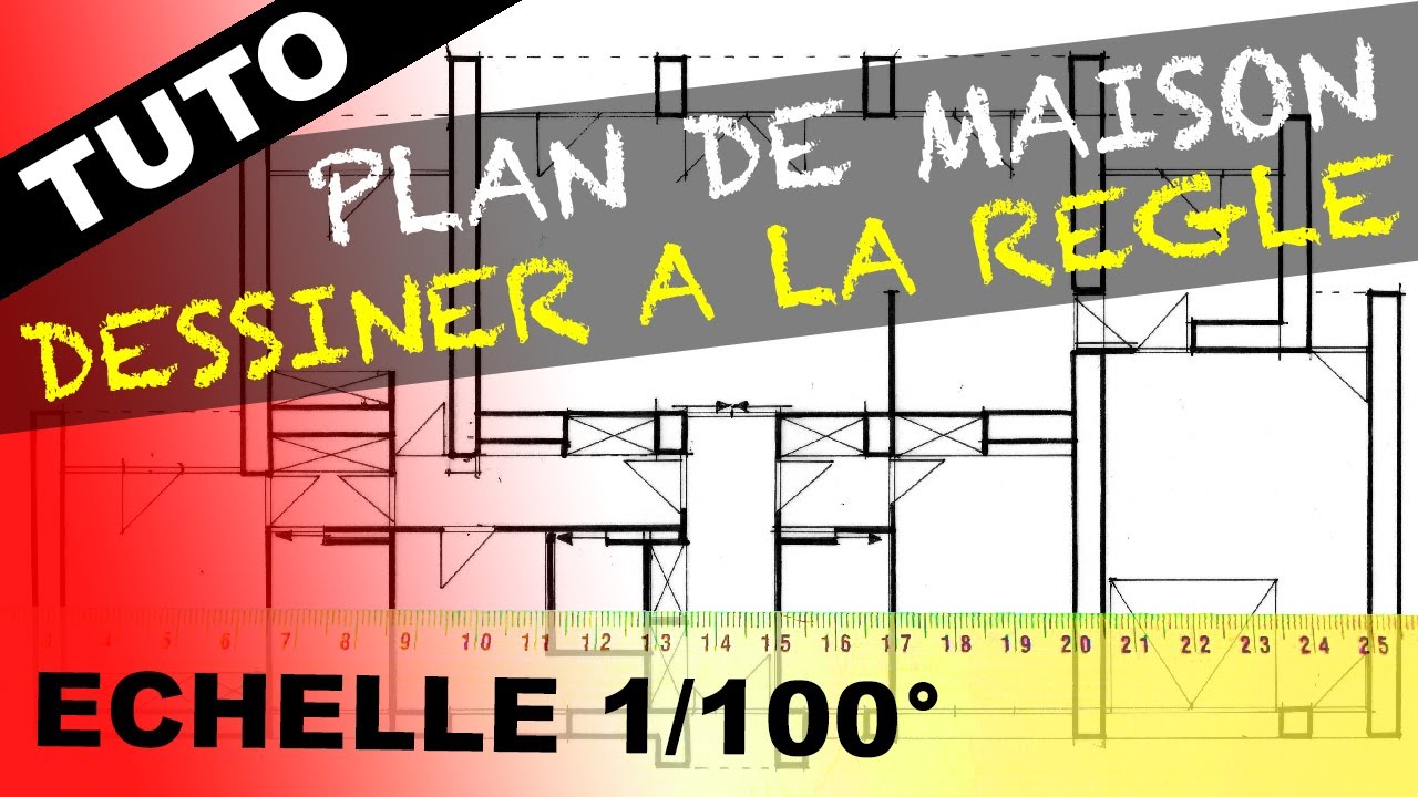 Dessiner un plan de maison à la règle à l'échelle 1/100°, maison BBC