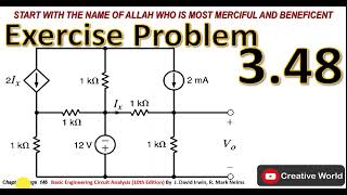 Chapter 3 Exercise problem 3.48 Solution | Node Analysis| Linear Circuit Analysis