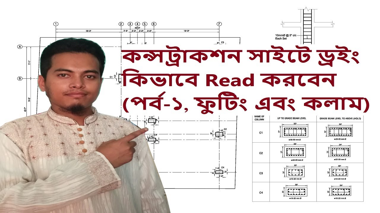 How to Read Structural Drawing (Footing & Column) at Site in Bangla