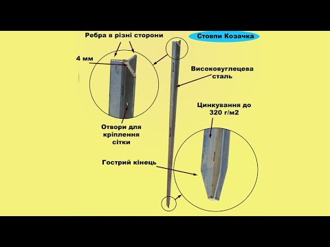 Столб для забора металлический (h=2,725м; Zn=320 г/м2), У-сечение, ТМ Казачка, видео 5