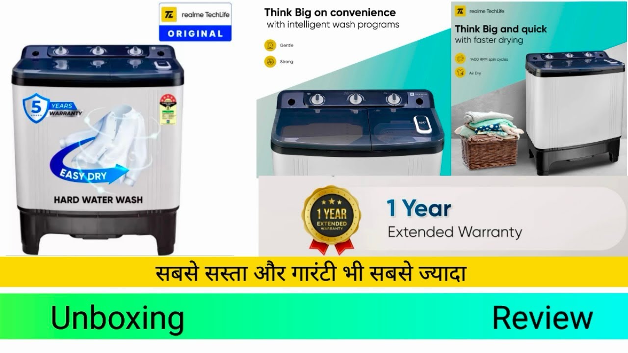 Realme TechLife 7Kg 5star Semi automatic washing Machine Unboxing