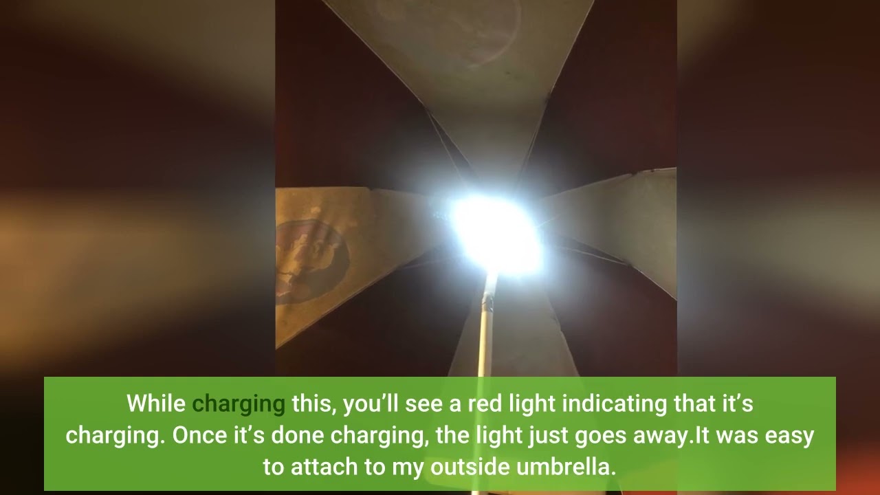 OYOCO Rechargeable Patio Umbrella Light 2 Brightness Mode 36 LED Cordless Umbrella Pole Light