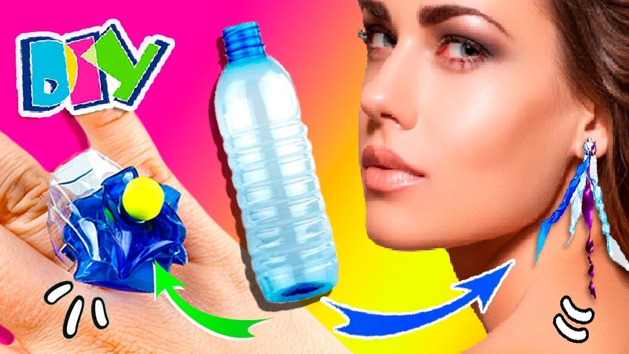 DIY JEWELRY with PLASTIC BOTTLES 💍 How to make EARRINGS, NECKLACE and