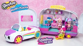 Shopkins Happy Places Rainbow Beach Happy Campervan with Lil Shoppie Pinkie Cola and Petkins
