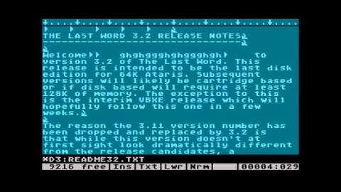 Atari 8-bit Text Editor with Expanding Tabs