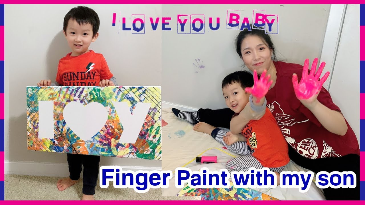 Toddler canvas painting ideas/Finger Painting with My 3 Year Old  son/Acrylic paint hand paint2020 