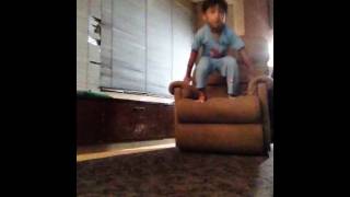 Elian falls of chair/sofa/lazy boy!
