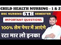 Bsc Nursing 6th Semester Child Health Nursing 1 & 2 Important questions For Ruhs Jaipur