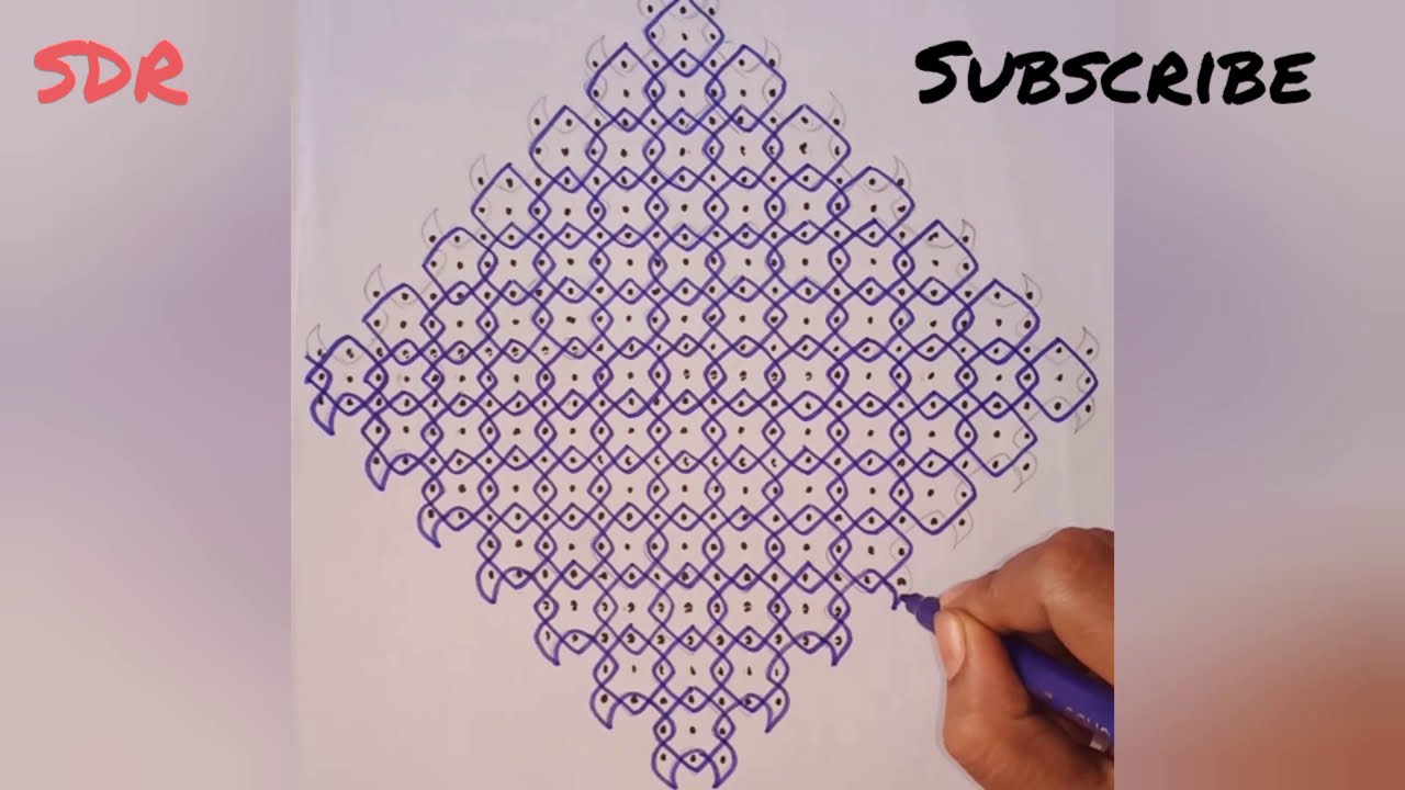 27 - 3 - 3 Straight Dots || Simple and Easy Big Sikku Kolam || Chikku, Kambi Kolam || SDR Rangoli