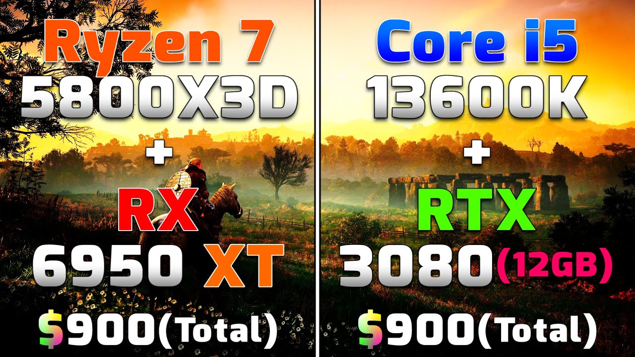 Ryzen 7 5800X3D + RX 6950 XT 16GB vs Core i5 13600K + RTX 3080 